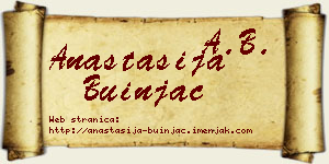 Anastasija Buinjac vizit kartica